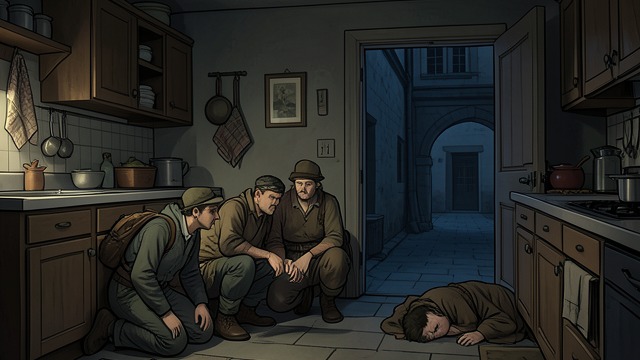 Escape Through the Kitchen from "The Silver Chair". Flight from the Castle A small opening Jill discovers a scullery exit while pretending to be an eager, harmless guest.