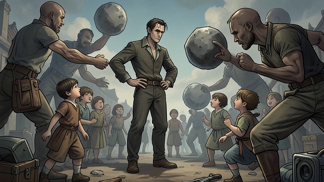 The Giant Crossing from "The Silver Chair". Keeping the Party Moving Calm among giants Puddleglum urges the children to walk steadily past giants throwing boulders.