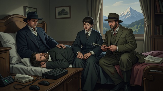 The Final Reunion from "The Silver Chair". A Meeting Before Death A father sees his son Caspian X is carried ashore on a bed, and Rilian kneels beside him.