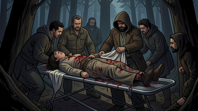 Rescued After the Train from "For Whom the Bell Tolls". A Girl Taken In The rescue Pilar helps bring Maria into the guerrilla band after the train attack.