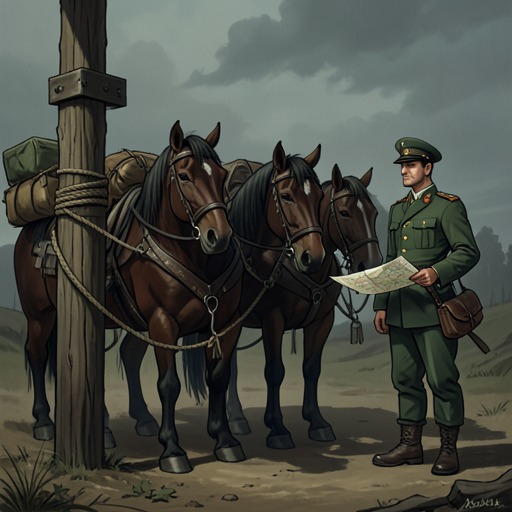 The Horses and the Retreat from "For Whom the Bell Tolls". This flow traces the horses as practical assets that express Pablo’s priorities, expose El Sordo’s band, and ultimately carry survivors away.