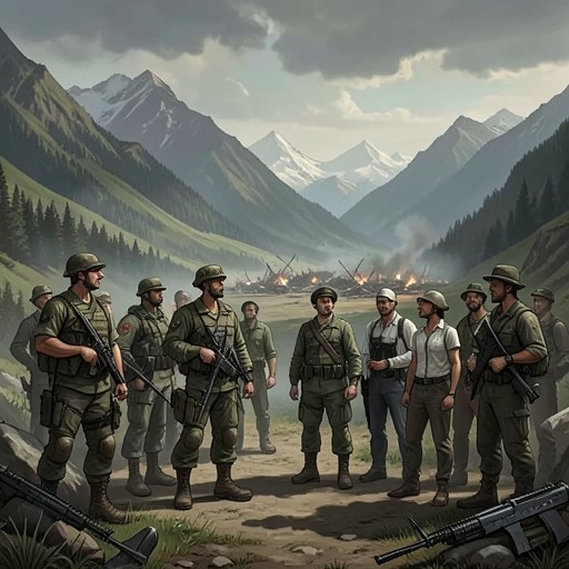 The Guerrilla Bands from "For Whom the Bell Tolls". This flow follows the shifting cooperation among isolated mountain bands as necessity overcomes distrust without erasing the cost of their losses.