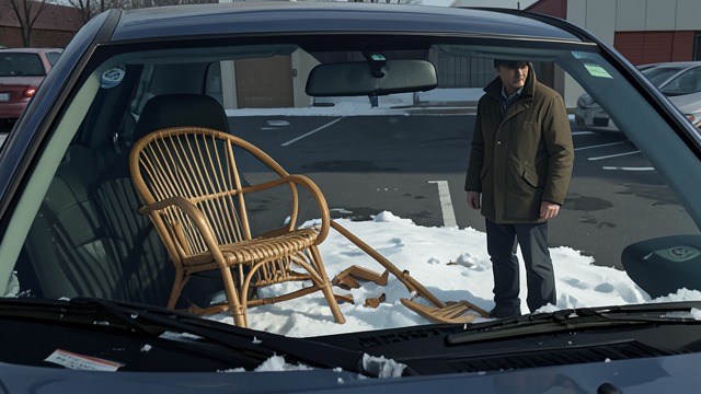 The Jammed Rattan Chair from "Women". A Carload of Furniture An impossible fit Chinaski tries to transport Tammie’s rattan chair in his Volkswagen.