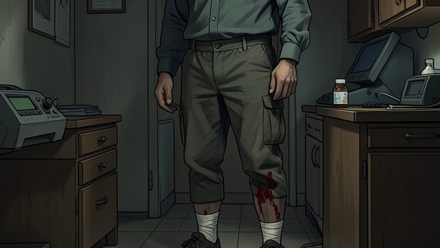 A Wound at Home from "Women". The Cut Leg An accidental injury Drunk after the track, Chinaski trips over a phone cord and cuts his ankle on a bed frame.