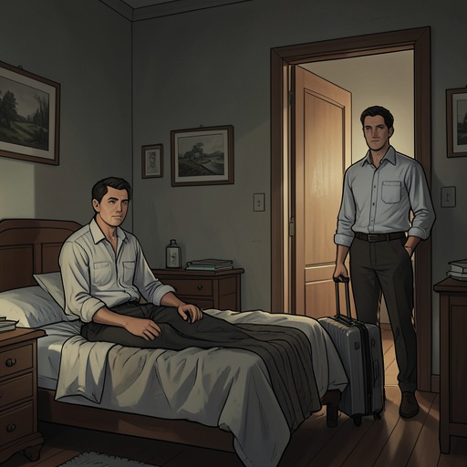 Temporary Homes and the Need to Leave from "Women". This flow traces how homes, beds, cars, and hotel rooms become temporary shelters in a life repeatedly interrupted by travel and separation.