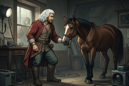 Aslan Confronts Bree and Aravis from "The Horse and His Boy". As Bree questions whether Aslan is truly a lion, he insists that the stories must be figurative.