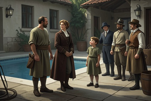 Cor Visits the Hermitage from "The Horse and His Boy". Prince Cor arrives at the Hermit’s enclosure with attendants and is immediately recognized by Aravis as Shasta.