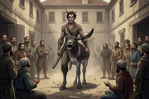 Rabadash Becomes a Donkey from "The Horse and His Boy". As Rabadash threatens to drag Queen Susan back to Tashbaan, Aslan appears and warns him to abandon his pride and accept mercy.