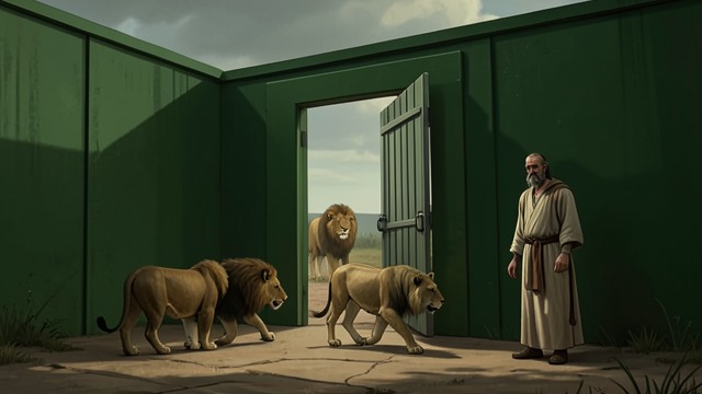 A Gate Between Dangers from "The Horse and His Boy". Refuge at the boundary A narrow entrance Shasta, Aravis, Bree, and Hwin reach a high green wall with an open gate as the lion closes in.