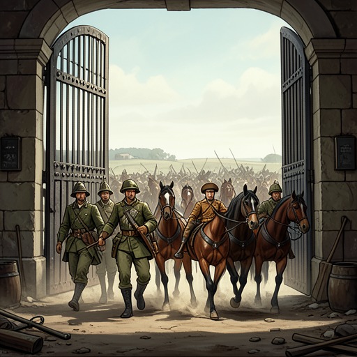 The Battle for Anvard from "The Horse and His Boy". The warning, relief march, and battle show how haste, loyalty, and alliance determine whether Rabadash’s surprise attack succeeds.