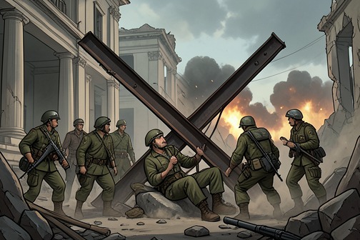Soviet air raid on Berlin, 10 April 1945 from "Los pacientes del doctor García". The Soviet air raid on Berlin, 10 April 1945, is the final mass bombing of the Third Reich’s last stronghold in the novel.