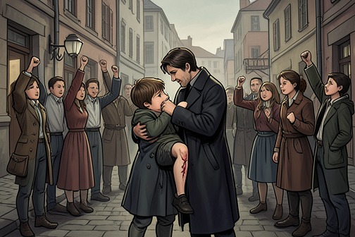 1947 Madrid student uprising from "Los pacientes del doctor García". The 1947 Madrid student uprising is presented not as a triumphant insurrection but as a risky, doomed act whose human scale is embodied by a wounded boy.
