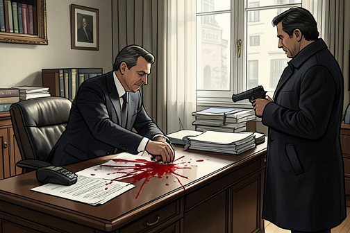 Adrián Gallardo is murdered from "Los pacientes del doctor García". Adrián Gallardo is murdered when Guillermo García Medina kills the real man whose identity Manuel Arroyo Benítez has assumed.