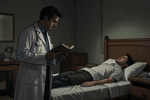 José Antonio reunites with his father during his illness from "Los pacientes del doctor García". José Antonio reunites with his father during his illness in an encounter that makes care a form of belated fatherhood.