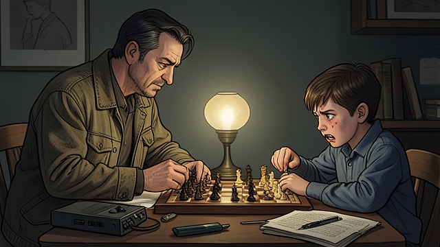 The Last Games with His Son from "Los pacientes del doctor García". Passing the Game On Recovery and instruction Guillermo teaches his older son José Antonio to play while treating him for rheumatic fever.