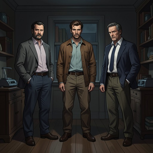 The Meaning of the Three Impostors from "Los pacientes del doctor García". This flow traces how the three central men use false identities for survival, escape, and concealment, with sharply different moral consequences.
