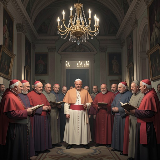 A Contest of Candidates from "Conclave". The papal race shifts from scattered first-round preferences through successive collapses and alliances to the unexpected victory of Benítez.
