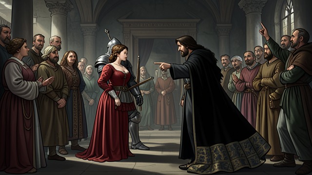 The Queen’s Judgment from "Le Morte d'Arthur". The Court Must Decide A poisoning scandal Patrise dies after eating poisoned food, and Sir Mador accuses Guenever.