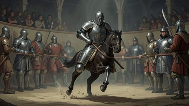 无名骑士,《亚瑟王之死》中的场景。熟悉的盾牌造成误认 骑士借穿凯的盔甲 兰斯洛特穿着凯的盔甲骑行,因此其他骑士误以为他是凯,向他发起挑战。他在隐藏身份的同时击败了他们。 声名穿透伪装 这位陌生骑士的身材与技艺,使人不难猜想他的真实身份。伪装使他免于被认出,但他的功绩仍透露出他可能是谁。