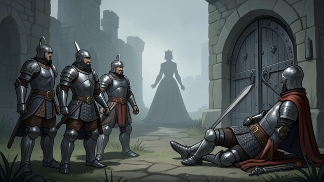 The Fellowship Takes Sides from "Le Morte d'Arthur". A Court Becomes Two Camps The queen’s rescue Sir Launcelot and his kin rescue Guenever from execution, killing knights who oppose them.