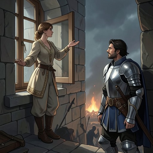 Gareth and Dame Liones from "Le Morte d'Arthur". This flow traces Liones’ role in Gareth’s adventure, from besieged lady to beloved partner and wife.