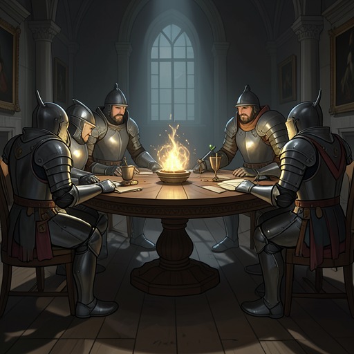 The Grail Quest and Its Cost from "Le Morte d'Arthur". This flow traces the Round Table’s spiritual summons, the knights’ unequal trials, and the quest’s withdrawal from Arthur’s worldly court.