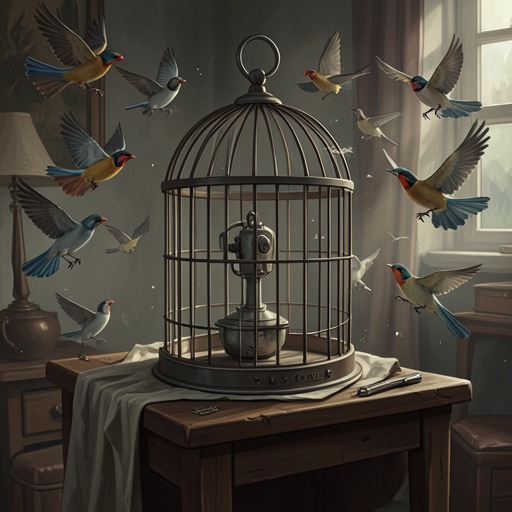 The Birds as Warning from "Bird Box". This flow follows the birds from an improvised security device to a disturbing signal of danger and disorder.