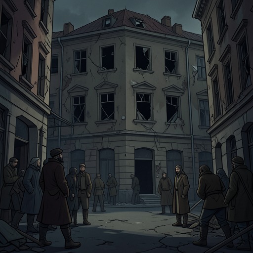 The Retreat of Civilization from "Bird Box". This flow tracks the disintegration of public institutions and the rise of improvised, isolated survival.