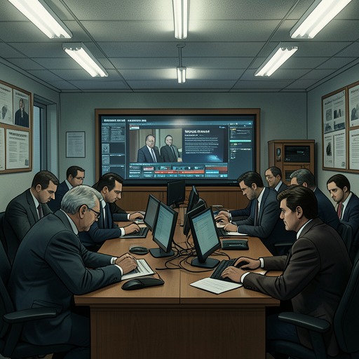 The Public Story Machine from "Deception Point". This flow examines how discovery, media presentation, and political messaging shape the public’s understanding before the evidence is corrected.