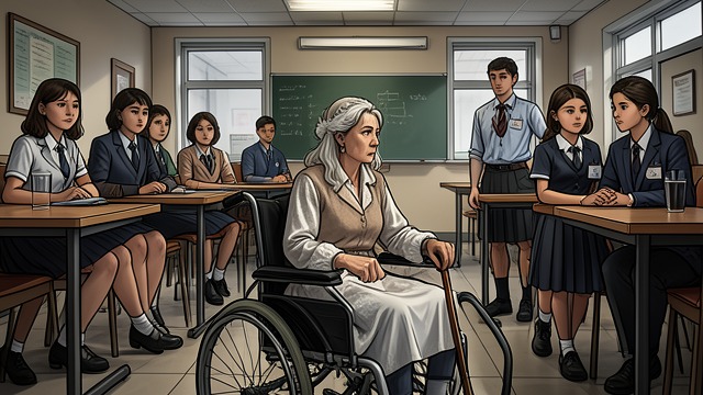 The First Day of Stares from "Cinder & Ella". A Hostile School Climate Visible difference Ella’s cane, limp, and covered skin draw attention from students who stare, whisper, or laugh.