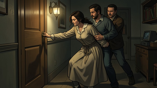 Struggle at the Door from "The Monkey's Paw". Struggle at the Door One Parent Reaches Out Mrs. White rushes downstairs and struggles to unfasten the door, convinced Herbert is outside.