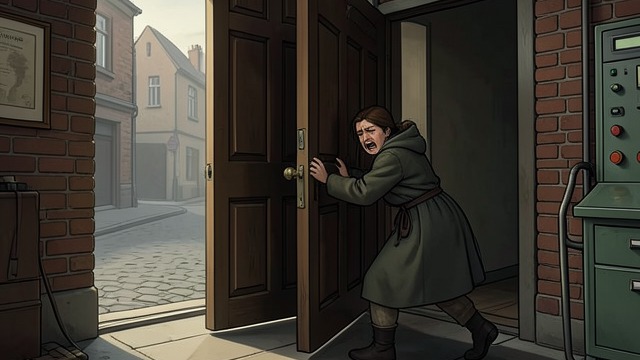 At the Front Door from "The Monkey's Paw". At the Front Door Recognition and Urgency Mrs. White hears the knocking and insists that Herbert has returned. She struggles against Mr.