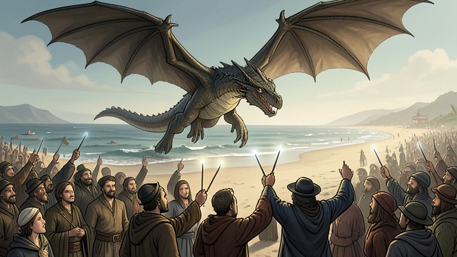The Ilfracombe Breach from "Fantastic Beasts and Where to Find Them". The Ilfracombe Breach A public emergency A rogue Common Welsh Green Dragon swoops over a crowded beach at Ilfracombe.