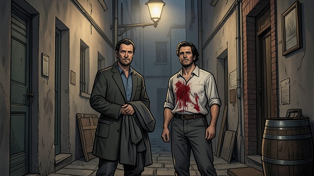 The Innocent Misidentified from "The A.B.C. Murders". Downes and Earlsfield A near-identical appearance The killer’s mistake places George Earlsfield in the path of an attack apparently intended for Roger Downes.