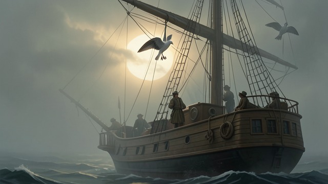 The Verdict Reverses from "The Rime of the Ancient Mariner". The Verdict Reverses Changed Explanation After the sun rises through mist, the crew says the Albatross brought the fog.