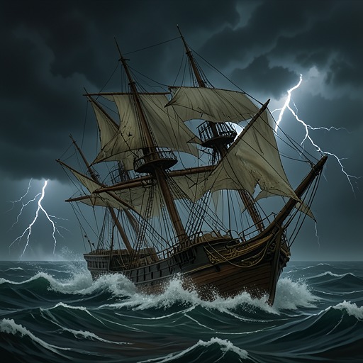 The Storm and the Ice Passage from "The Rime of the Ancient Mariner". This flow follows the natural crisis that drives the ship into polar ice and the strange assistance that allows it to escape.