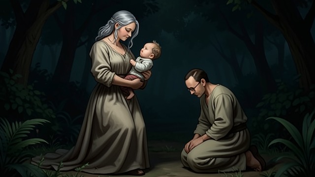 The Dead Child from "The Glass Bead Game". Grief without Words Final Image Dasa is brought before Pravati, who holds their dead son.