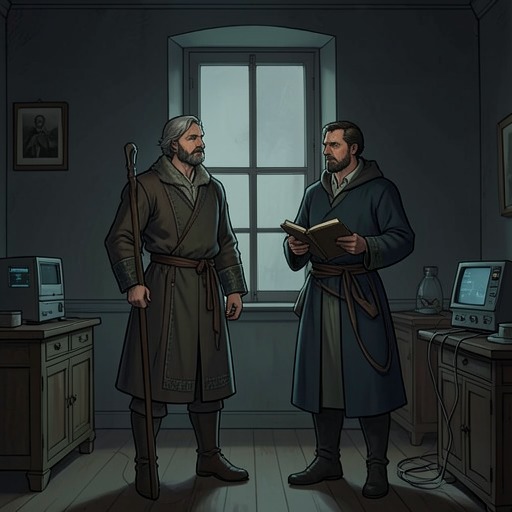 Knecht and the Music Master from "The Glass Bead Game". This flow traces Knecht’s lifelong bond with the Music Master, from the first recognition of his vocation to the final, wordless encounter.