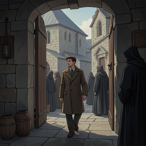 The Historical Alliance with Mariafels from "The Glass Bead Game". This flow traces Knecht’s assignment to Mariafels and the intellectual relationship that makes cooperation between Castalia and the Benedictines possible.