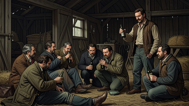 Workers Incapacitated from "Far from the Madding Crowd". Celebration Becomes Neglect Drinking imposed Troy urges the workers to drink brandy, making refusal a threat to their future employment.