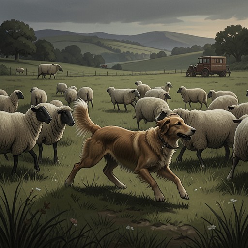 牧羊犬无意酿成的灾祸,《远离尘嚣》中的场景。这段简短的副线讲述了年幼牧羊犬在认真受训的过程中犯下无法挽回的错误,彻底改变了加百列·奥克的经济境况。