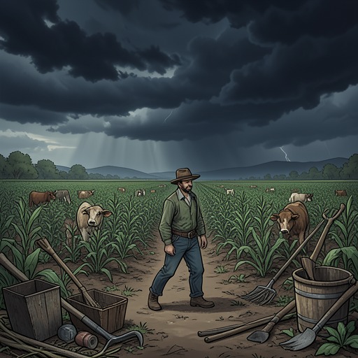 The Weather and the Harvest from "Far from the Madding Crowd". This subplot follows the seasonal pressures that expose the difference between attentive husbandry and careless confidence.