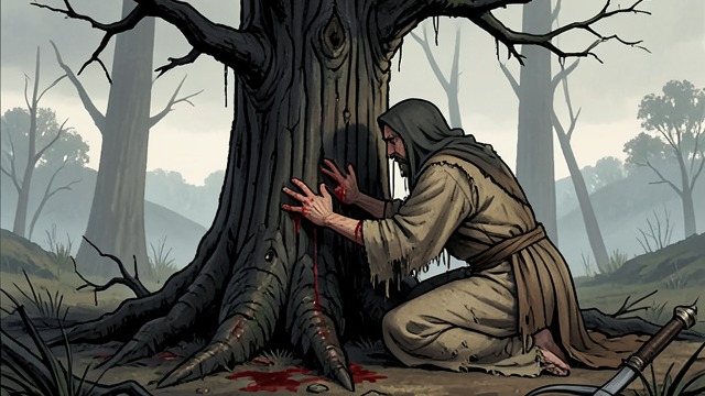 The Grove’s God from "The Vampire Lestat". The Grove’s God At the forest sanctuary, Marius encounters the burned but living God of the Grove.