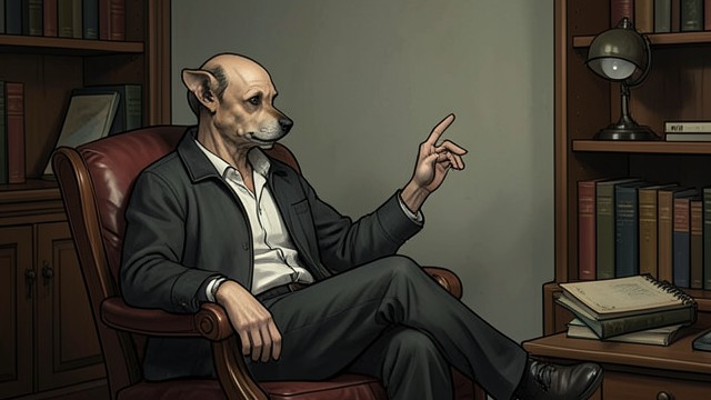 Atavism Presented from "The Heart of a Dog". A Dog Before the Police Visible Reversion The police see Sharik, scarred and partly bald, sitting in an armchair and later moving like a dog.