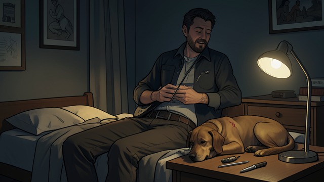 The Refrain After Crisis from "The Heart of a Dog". Familiar Music Returns Quiet in the Apartment After the police leave, the professor hums “To the banks of the sacred Nile” while Sharik rests nearby.