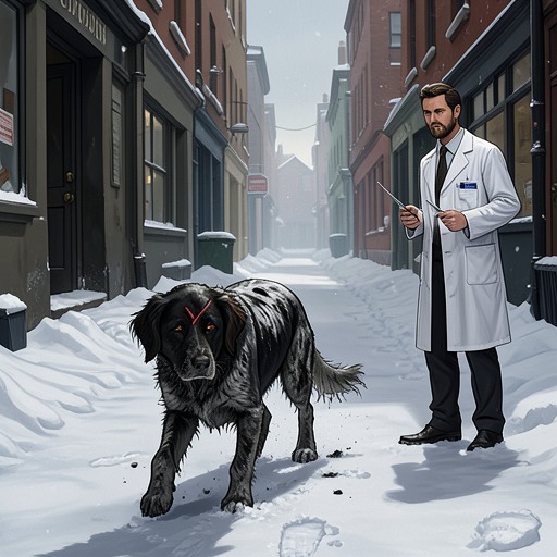 From Stray Dog to Experiment from "The Heart of a Dog". This central transformation follows Sharik from a wounded street dog into a humanized being whose conduct exposes the limits of scientific creation.