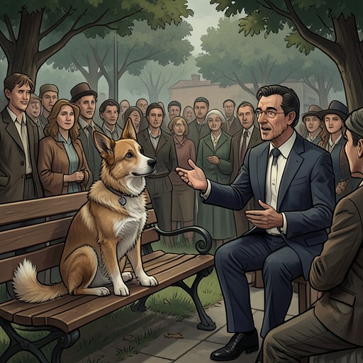 言语、阅读与理解,《狗心》中的场景。这一主题线索追溯了掌握词语与形成理解之间的鸿沟,从沙里克(狗)在街头识字,到沙里科夫借来的政治观点。