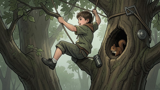 Childhood Play from "The Giving Tree". Childhood Play As a child, The Boy returns to The Tree for games, food, climbing, and shade.