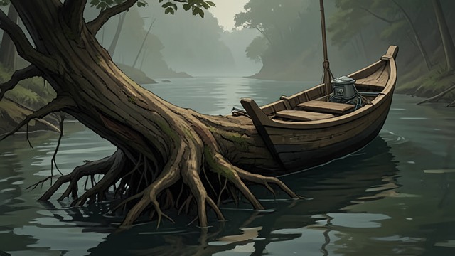 变化的景观,《爱心树》中的场景。水边的树桩 男孩砍下树干造船,然后乘船离去。 景观重塑 曾经为玩耍场地提供依托的树,在树干被砍走后变成了树桩。 离去清晰可见 小船载着男孩前往别处,而树则留在彻底改变的环境中。