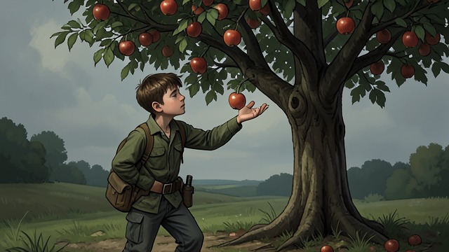 First Adult Visit from "The Giving Tree". First Adult Visit After a stretch of time, The Boy returns asking for money. The Tree welcomes him and offers apples.